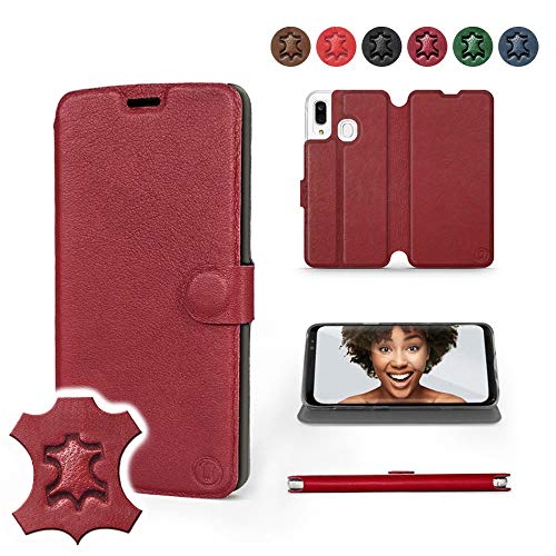 Mobiwear | Echt Lederhülle | Kompatibel mit Samsung Galaxy A40, Made in EU handyhülle, Slim Leather Case, Premium Flip Schutzhülle, Transparent TPU Silicon, Book Style, Tasche - Dunkelrotes Leder Mobiwear | Echt Lederhülle | Kompatibel mit Samsung Galaxy A40, Made in EU handyhülle, Slim Leather Case, Premium Flip Schutzhülle, Transparent TPU Silicon, Book Style, Tasche - Dunkelrotes Leder von MOBIWEAR