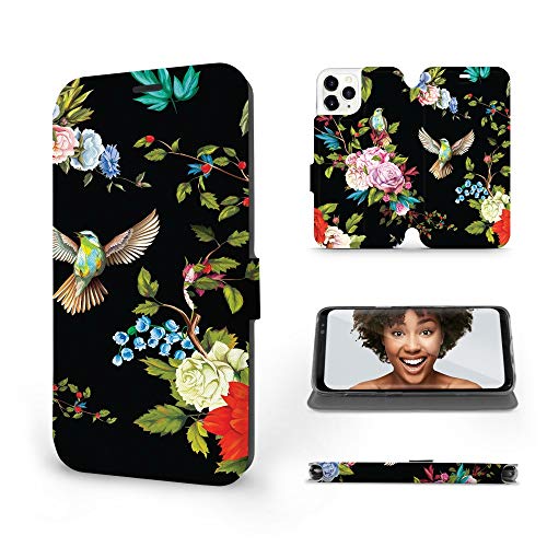 Mobiwear | Slim FLIP Case | Kompatibel mit Apple iPhone 11 Pro, Made in EU handyhülle, Premium Schutzhülle, Transparent TPU Silicon, Book Style Hülle, Tasche - Blumen auf schwarzem Hintergrund Mobiwear | Slim FLIP Case | Kompatibel mit Apple iPhone 11 Pro, Made in EU handyhülle, Premium Schutzhülle, Transparent TPU Silicon, Book Style Hülle, Tasche - Blumen auf schwarzem Hintergrund von MOBIWEAR