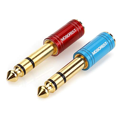 MOBOREST 6,35 mm Stecker auf 3,5 mm Buchse, reines Kupfer, Stereo-Adapter, kann für die Konvertierung von Kopfhörern, Verstärker-Adapter, 1 Rot + 1 Blau verwendet werden. von MOBOREST
