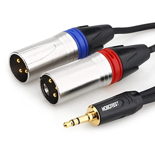 MOBOREST Doppelter XLR-Stecker auf 3,5 mm Klinken-Splitter-Patchkabel, 3,5 mm TRS-Stecker auf 2 XLR-Stecker, AUX-Kabel mit Mikrofon -1.5M von MOBOREST