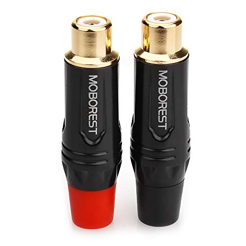 MOBOREST RCA Buchse Stecker Adapter Audio Phono Vergoldet Lötzinn 24K Gold Lautsprecher Stecker RCA Jack Kabel Stecker Adapter (1 Schwarz + 1 Rot) von MOBOREST