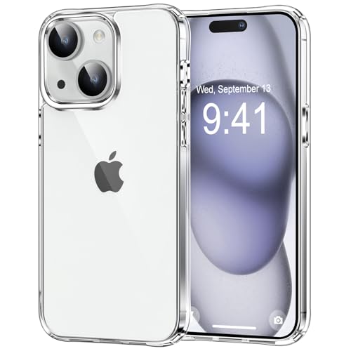 MOCCA Kompatibel mit iPhone 15 Hülle, kristallklar, [vergilbungsfrei] [Unterstützt kabelloses Laden] Slim Dünn Stoßfest Transparent Bumper Cover Handyhülle für iPhone 15 - Klar von MOCCA