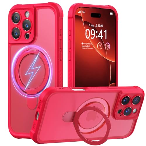 MOCCA Schutzhülle für iPhone 16 Pro Max, mit magnetischem, unsichtbarem Ständer, vollständiger Kameraschutz, kompatibel mit Magsafe, stoßfest, durchscheinend, matt, 17,5 cm, Rot MOCCA Schutzhülle für iPhone 16 Pro Max, mit magnetischem, unsichtbarem Ständer, vollständiger Kameraschutz, kompatibel mit Magsafe, stoßfest, durchscheinend, matt, 17,5 cm, Rot von MOCCA