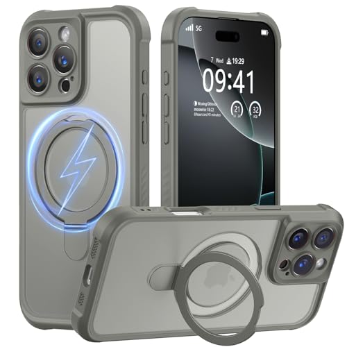 MOCCA Schutzhülle für iPhone 16 Pro Max, mit magnetischem, unsichtbarem Ständer, vollständiger Kameraschutz, kompatibel mit Magsafe, stoßfest, durchscheinend, matt, 17,5 cm, Titangrau MOCCA Schutzhülle für iPhone 16 Pro Max, mit magnetischem, unsichtbarem Ständer, vollständiger Kameraschutz, kompatibel mit Magsafe, stoßfest, durchscheinend, matt, 17,5 cm, Titangrau von MOCCA