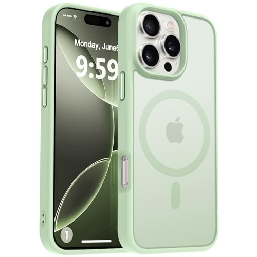 MOCCA Starke magnetische Schutzhülle für iPhone 16 Pro, kompatibel mit Magsafe, 4,8 m, militärischer Fallschutz, dünn, durchscheinend, matt, Hellgrün MOCCA Starke magnetische Schutzhülle für iPhone 16 Pro, kompatibel mit Magsafe, 4,8 m, militärischer Fallschutz, dünn, durchscheinend, matt, Hellgrün von MOCCA