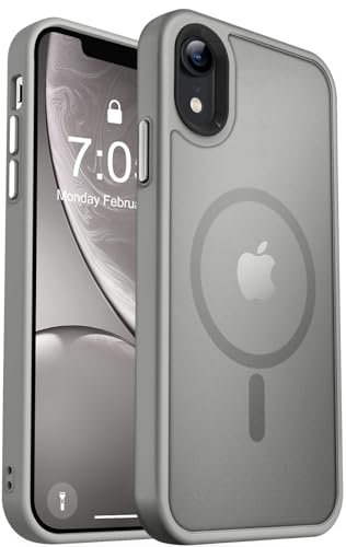 MOCCA Starke magnetische Schutzhülle für iPhone XR, kompatibel mit Magsafe, militärischer Fallschutz, schlanke, dünne, durchscheinende, matte Schutzhülle für iPhone XR Hülle 6,1 Zoll, Titangrau von MOCCA