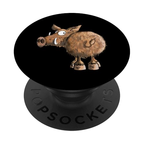 Witziges Wildschwein Keiler Comic Jagd Waldtiere Jäger PopSockets Klebender PopGrip von MODARTIS