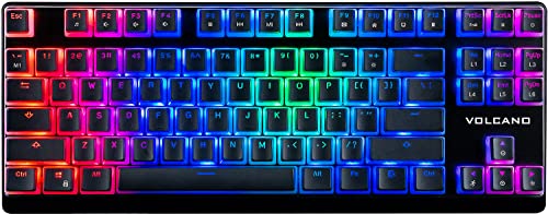 Modecom Volcano Lanparty RGB Pudding Edition - Mechanische Tastatur | Blue Outemu Switches | Double-Shot Pudding-Keycaps | Aluminium-Gehäuse | Tenkeyless Design | Schwarz von Modecom