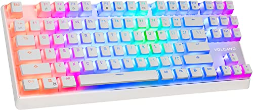 Modecom Volcano Lanparty RGB Pudding Edition - Mechanische Tastatur | Blue Outemu Switches | Double-Shot Pudding-Keycaps | Aluminium-Gehäuse | Tenkeyless Design | Weiß von Modecom