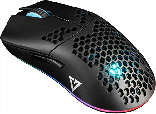 Modecom Volcano Shinobi 3360 - Maus für Gamer | Kabelgebundene | mit Hoch Präzisen | PixArt3360-Sensor | Perforiertem Waben-Design | Ultraleicht | 72 g - Schwarz von Modecom