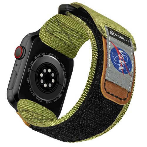 Hergestellt für Apple Watch, NASA lizenziertes robustes Nylon-Leder-Sportarmband mit gewebtem Schlaufen-Design, iWatch Ultra 49 mm/45 mm/44 mm/42 mm, robustes taktisches Ersatzband von MODERN IDEAS FROM ABROAD