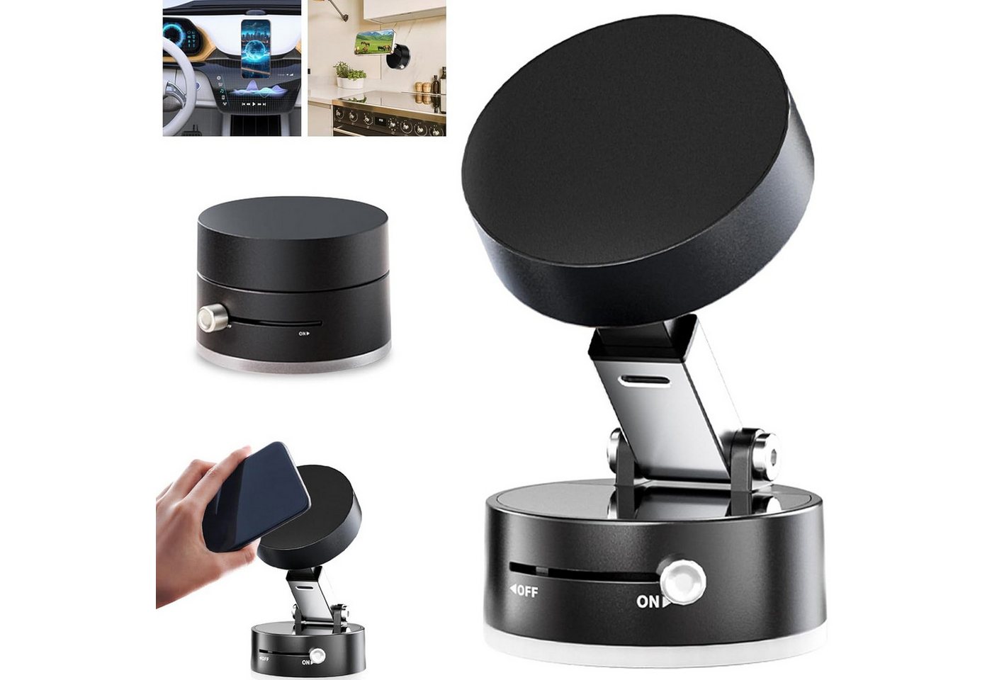 MODFU Telefonhalter Auto Magnetische Handyhalterung Autohalterung Smartphone-Halterung, (kompatibel mit iOS- und Android-Telefonen, 1-tlg., Faltbarer tragbarer Vakuum Magnet-Halter 360°Rotation, ideal für Bad Küche Reisen Navigation Schminken Videoanrufe) MODFU Telefonhalter Auto Magnetische Handyhalterung Autohalterung Smartphone-Halterung, (kompatibel mit iOS- und Android-Telefonen, 1-tlg., Faltbarer tragbarer Vakuum Magnet-Halter 360°Rotation, ideal für Bad Küche Reisen Navigation Schminken Videoanrufe) von MODFU