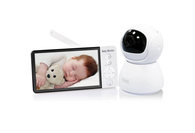 MODFU Video-Babyphone Babyphone mit Kamera Video Baby Monitor Intelligente Babyfone 720P HD, 5,0 Zoll PTZ 355° /75° View 5000mAh Akku VOX-Modus Digitalzoom 2,4 GHz, Nachtsicht Video Babyfon Babysitter Kamera Sprachfunktion Schlaflieder, 300m Reichweite mit Temperatursensor Gegensprechen Lange Akkulaufzeit von MODFU