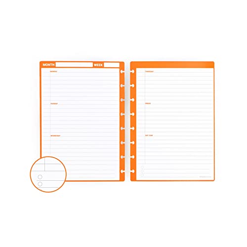 Modubooq - 32 orangene, wöchentliche, wiederverwendbare, gebundene Duratech3-Seiten - A5 von MODUBOOQ