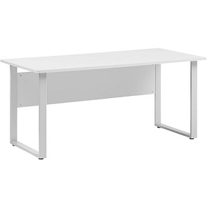 MÖBELPARTNER 1500 Schreibtisch lichtgrau rechteckig, Kufen-Gestell silber 160,0 x 65,0 cm von MÖBELPARTNER