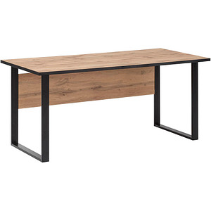 MÖBELPARTNER 2000 Schreibtisch landhaus-eiche rechteckig, Kufen-Gestell schwarz 160,0 x 75,0 cm MÖBELPARTNER 2000 Schreibtisch landhaus-eiche rechteckig, Kufen-Gestell schwarz 160,0 x 75,0 cm von MÖBELPARTNER