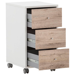 MÖBELPARTNER 400 Rollcontainer weiß, wildeiche 3 Auszüge 32,6 x 39,1 x 59,7 cm von MÖBELPARTNER