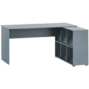 MÖBELPARTNER 500 Schreibtisch blaugrau rechteckig, Wangen-Gestell blau 150,0 x 65,0 cm von MÖBELPARTNER