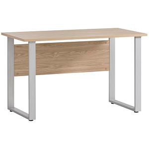 MÖBELPARTNER Antero Schreibtisch eiche rechteckig, U-Fuß-Gestell silber 120,0 x 65,0 cm von MÖBELPARTNER