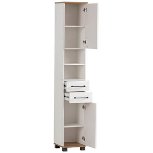 MÖBELPARTNER Badschrank Jelda 154220 eiche landhaus, weiß 30,3 x 32,6 x 180,9 cm von MÖBELPARTNER