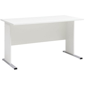 MÖBELPARTNER Cimal Schreibtisch weiß rechteckig, C-Fuß-Gestell silber 140,0 x 65,0 cm von MÖBELPARTNER