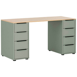 MÖBELPARTNER Elma Schreibtisch pastellgrün, eiche rechteckig, Wangen-Gestell grün 129,5 x 80,0 cm MÖBELPARTNER Elma Schreibtisch pastellgrün, eiche rechteckig, Wangen-Gestell grün 129,5 x 80,0 cm von MÖBELPARTNER