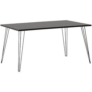 MÖBELPARTNER Fynn Schreibtisch basaltgrau rechteckig, 4-Fuß-Gestell schwarz 160,0 x 80,0 cm von MÖBELPARTNER