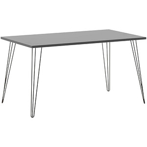 MÖBELPARTNER Fynn Schreibtisch platingrau rechteckig, 4-Fuß-Gestell schwarz 120,0 x 80,0 cm von MÖBELPARTNER