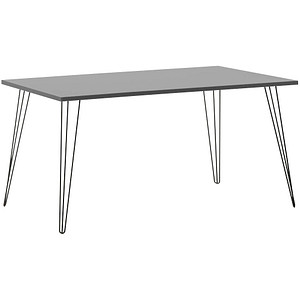 MÖBELPARTNER Fynn Schreibtisch platingrau rechteckig, 4-Fuß-Gestell schwarz 160,0 x 80,0 cm von MÖBELPARTNER