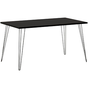 MÖBELPARTNER Hank Schreibtisch schwarz rechteckig, 4-Fuß-Gestell schwarz 140,0 x 80,0 cm von MÖBELPARTNER