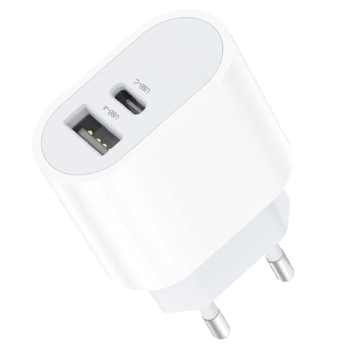 2in1 USB 3.1 Typ C Ladegerät Adapter passend für Samsung Galaxy S25 S24 Ultra 5G S23 S22 S21 S20 FE A56 A36 A26 A16 A06 A55 A35 A25 A15 A05 A54 A34 A14 A53 USB-A & USB-C Haus Strom Stecker L97 WEIß von MOELECTRONIX