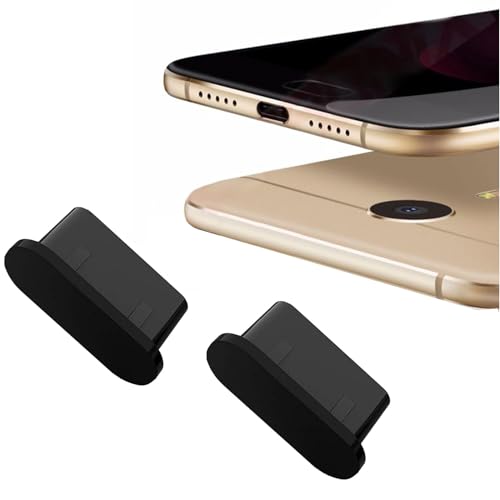 2x USB 3.1 Typ C Staubschutz passend für Samsung Galaxy A54 A34 A14 A15 4G 5G A52 A72 A22 A32 A12 A51 A50 A40 A20E A21S S20 FE S21 S22 S23 S24 Kopfhörer Schutz Kappe Staub Stöpsel Type C AA Schwarz von MOELECTRONIX