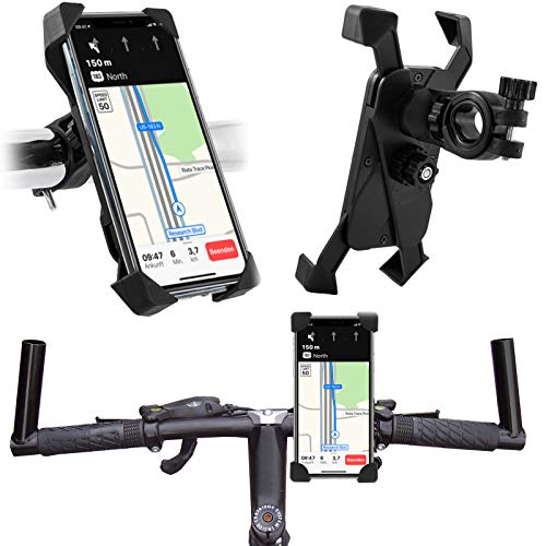 Fahrrad Halterung passend für Samsung Galaxy A55 A35 A15 A05 A05s A53 A73 A33 A23 A13 A04s A52 A52s 5G A72 A32 A22 A12 A40 A50 A51 A21s 4 Ecken Handyhalterung Bike Holder Lenker Halter 360° drehbar von MOELECTRONIX