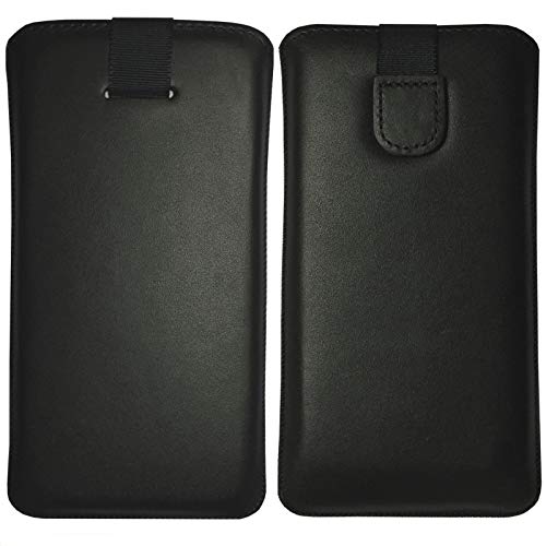 MOELECTRONIX ECHT Leder Hülle passend für Apple iPhone 14/14 pro | Schutz Tasche Slim Ledertasche mit Klettverschluss | MX SCHWARZ von MOELECTRONIX