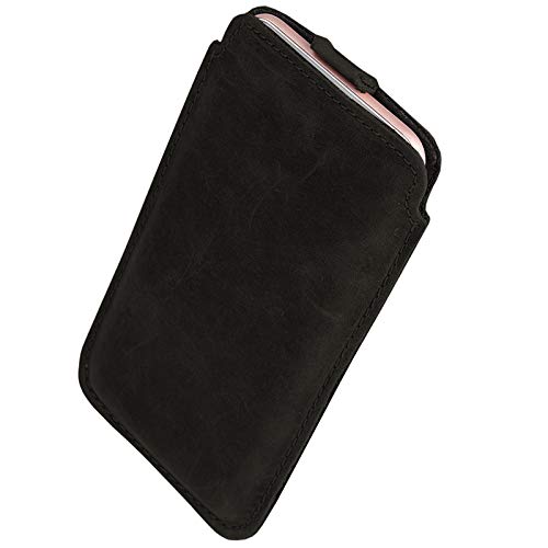 MOELECTRONIX ECHT Leder Hülle passend für Nokia C22 | Schutz Tasche Slim Ledertasche mit Lasche | XL SCHWARZ von MOELECTRONIX