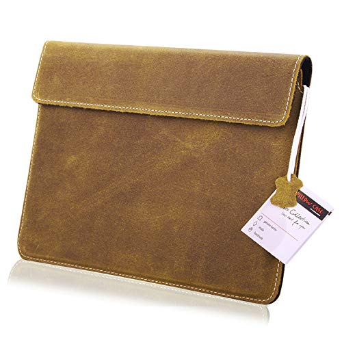 MOELECTRONIX ECHT Leder Notebook Hülle passend für Dell Latitude 7320 | Schutz Tasche Ledertasche Slim Tab mit Magnetverschluss | XL GELB von MOELECTRONIX