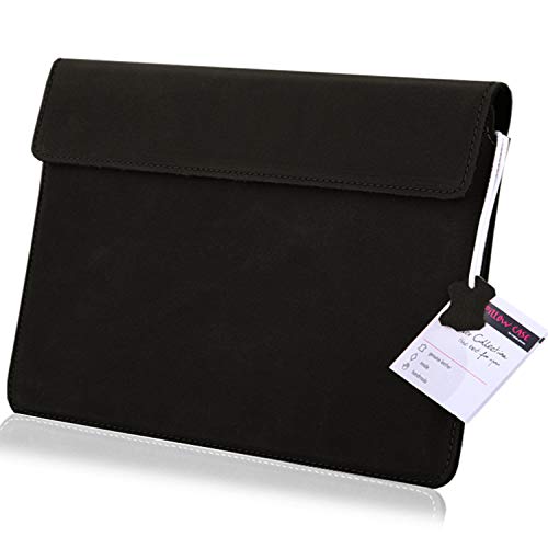 MOELECTRONIX ECHT Leder Notebook Hülle passend für HP Elite x2 G8 | Schutz Tasche Ledertasche Slim Tab mit Magnetverschluss | XL SCHWARZ von MOELECTRONIX