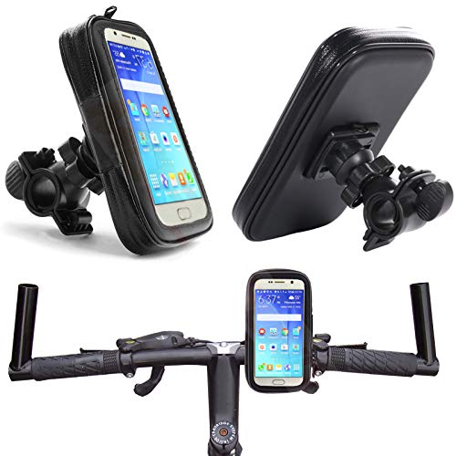 MOELECTRONIX Fahrrad Halterung passend für Samsung Galaxy S20 FE (Fan Edition) 5G 4G | Wasserdicht Handy Halter Bike Holder | Lenker Tasche 360° drehbar XL von MOELECTRONIX