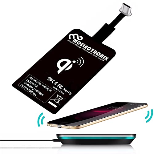 USB TYP C Qi passend für Blackview A200 Pro | Wireless Empfänger Induktion Adapter Ladegerät | Charger Receiver von MOELECTRONIX