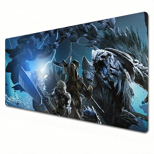 Monster Hunter Wilds Mauspad, XXL Gaming Mauspad Groß 900 x 400 cm genähter Rand und Schreibtischunterlage für Zuhause und Büro (XXL) von MOFFNNOL