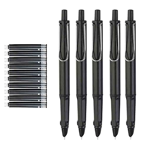 Einziehbarer Füllfederhalter, nachfüllbarer Füllfederhalter zum Schreiben, Drucktyp Tintenstifte 0.38mm, Extra feine Spitze, rutschfester Griff Stift Set für Schule, Büro(schwarz) von MOFIC