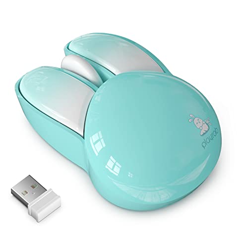 Kabellose kompakte leise Maus mit niedlichen Kaninchen-Designs, 2,4 GHz Plug-and-Play, kabellose optische Maus mit USB-Nano-Empfänger für Laptop/PC/Computer, Blau von MOFII