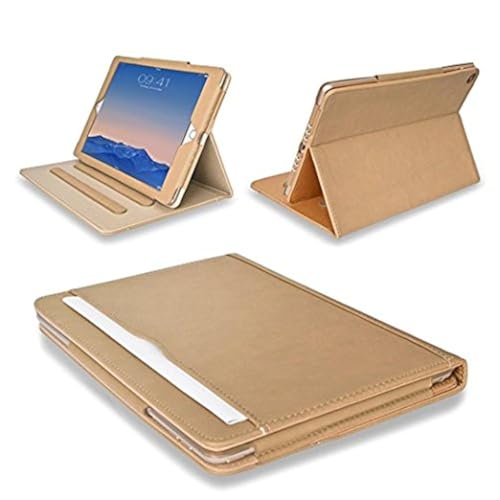 MOFRED® Professionelle Lederhülle für Apple iPad 9.7 (erhältlich seit 2017) mit mehreren Funktionen, Standby-Hülle mit eingebautem Magnet für Ruhemodus- und Reaktivierungsfunktion. Laut „The Daily Telegraph“ die beste Hülle für iPad braun/hellbraun iPad Air 2 von MOFRED