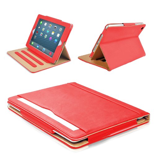 MOFRED Schutzhülle für Apple iPad Air (Modell 2013), Schwarz / Braun Rot/Braun iPad Air-Premium Case von MOFRED