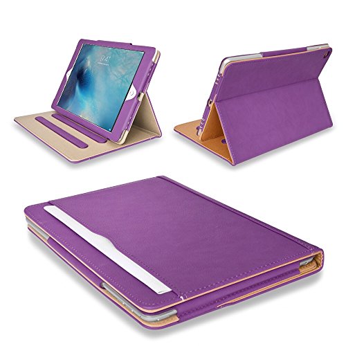Mofred® Multifunktions-Tablet-Hülle aus Leder für Apple iPad Pro 7. Gen. 32,8 cm (veröffentlicht 2015) mit eingebautem Magneten für Sleep & Awake Funktion, vom The Daily Telegraph" als die beste Hülle für das iPad gewählt, Schwarz / Braun von MOFRED