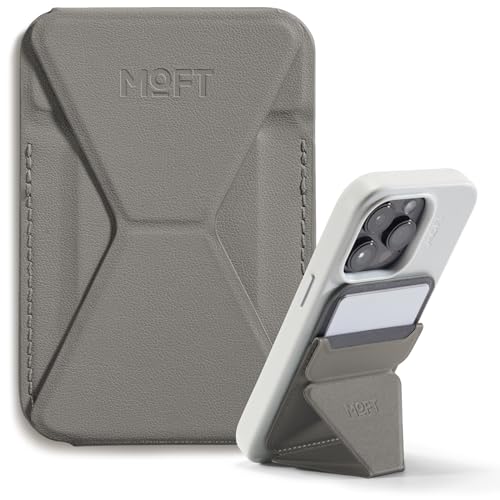MOFT MagSafe Wallet Ständer für iPhone 15/14/13/12 Serie Kompatibel mit MagSafe, MOVAS Vegan Leder Magnetischer Handyständer mit 3 Betrachtungswinkeln, 2 Kartenhalter (Taupe) von MOFT