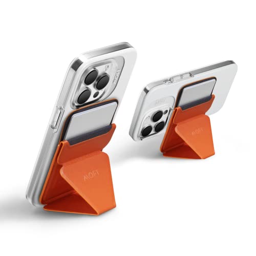 MOFT Snap-On Magnetischer Handyständer Magsafe Kompatibles Wallet für iPhone 14/13/12 Serie mit 3 Betrachtungswinkeln, Verbesserte magnetische Stärke, Orange von MOFT