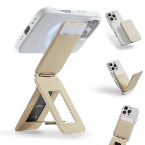 MOFT Stativ für Smartphone, 3 in 1 Handy Geldbörse und Verstellbares Handy Ständer Magnetische Kartenhalter Mini Stativ, NFC Unterstützte, MOVAS Veganes Leder, Erdiges Beige von MOFT