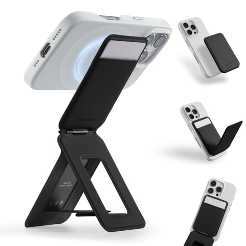 MOFT Stativ für Smartphone, 3 in 1 Handy Geldbörse und Verstellbares Handy Ständer Magnetische Kartenhalter Mini Stativ, NFC Unterstützte, MOVAS Veganes Leder, Tiefes Schwarz von MOFT