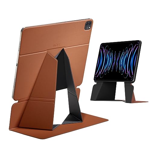 MOFT Tablet Ständer für den Schreibtisch, Leder Folio Verstellbarer iPad Ständer Magnetische Hülle mit Mehreren Betrachtungswinkeln, Auto Wake/Sleep, Kompatibel mit iPad Pro 12.9-in 2022/2021/2020 von MOFT